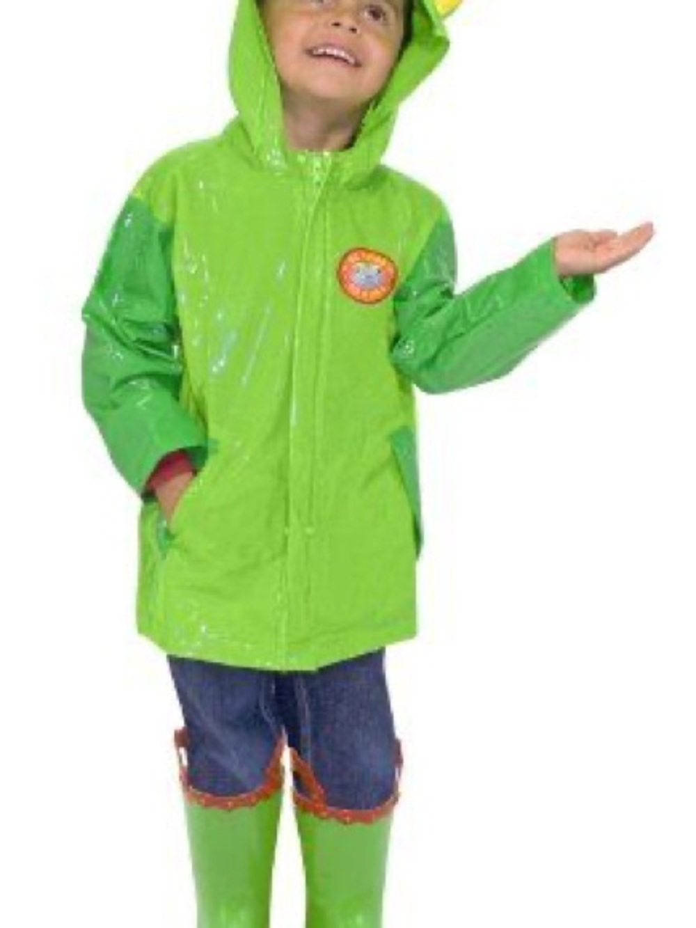 Melissa & Doug Soggy-Froggy Bright Green Hooded Raincoat